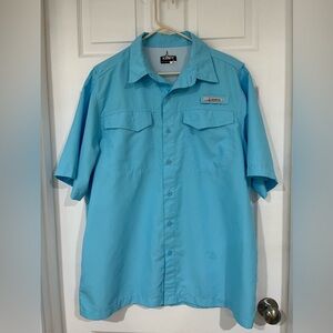 Habit Vented Fishing Shirt Men’s Size Large Button Up Teal Green Short Sleeve